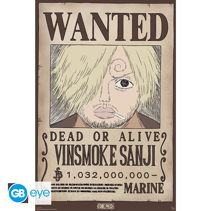 Poster One Piece Wanted Luffy Wano GB Eye - Affiche Énorme 91,5 X 61 Cm Avec Prime De 3 Milliards De Berrys
