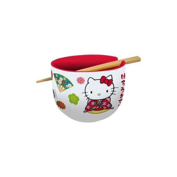 Bol Ramen con Palillos Kimono Rojo Hello Kitty Sanrio 500 ml