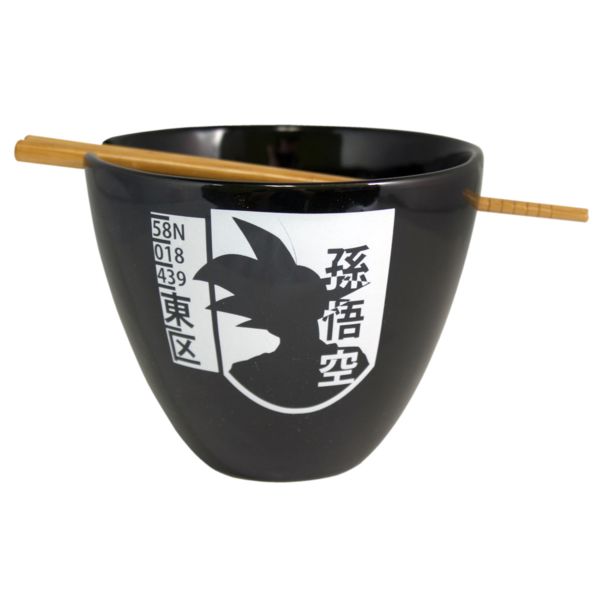 Kanji Son Goku Black Ramen Bowl with Chopsticks Dragon Ball Z