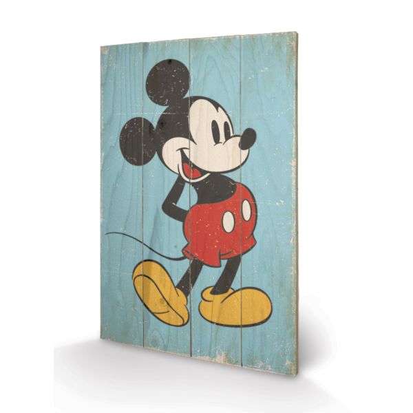 Cuadro De Madera Mickey Mouse Retro Disney