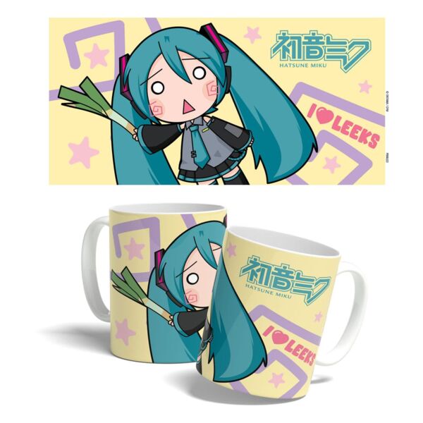 Taza Hatsune Miku Chibi y Rábano Vocaloid 325 ml