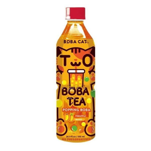 Bebida Bubble Té Sabor Mango y Piña Boba Cat 500 ml