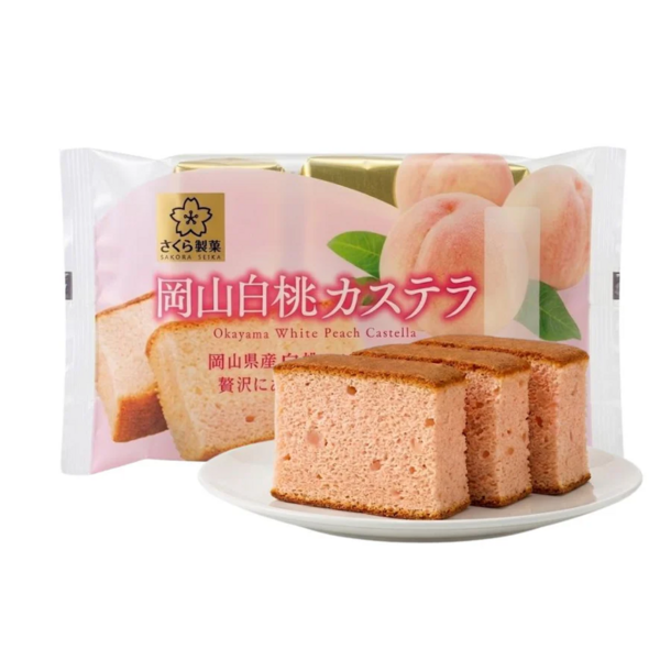 Okayama White Peach Castella Cake SakuraSeika 120 g