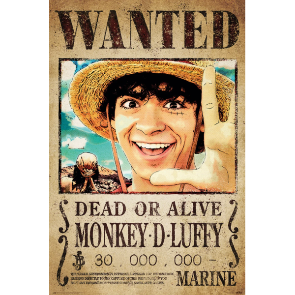 Monkey D. Luffy Wanted Poster One Piece Live Action 91,5 x 61 cms