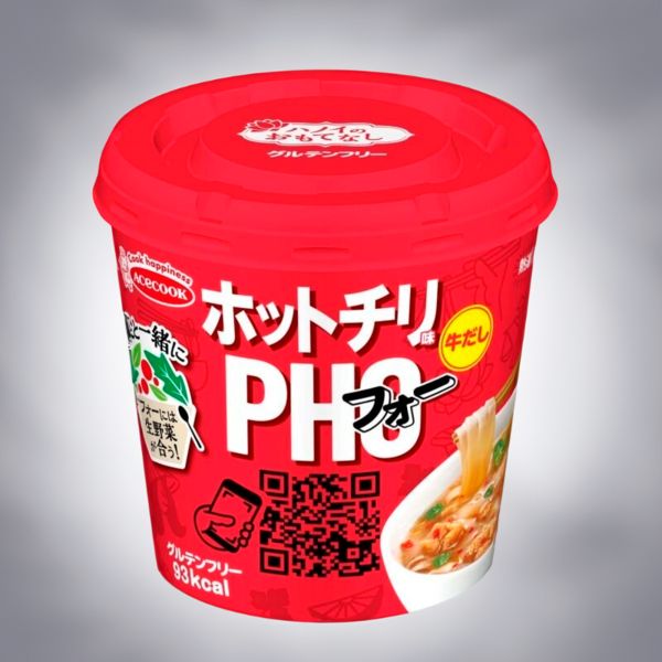 Ramen Noodles Pho Spicy Bubblegum Flavor and Beef Broth Gluten-Free Acecook 25g