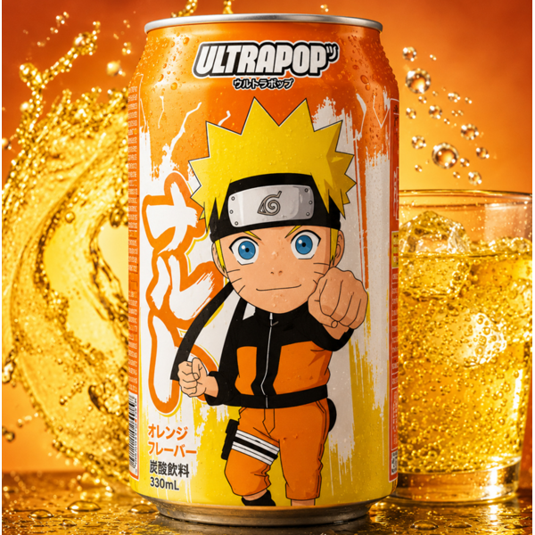 Orange Uzumaki Naruto Shippuden Bubble Tea Drink ULTRAPOP 330 ml