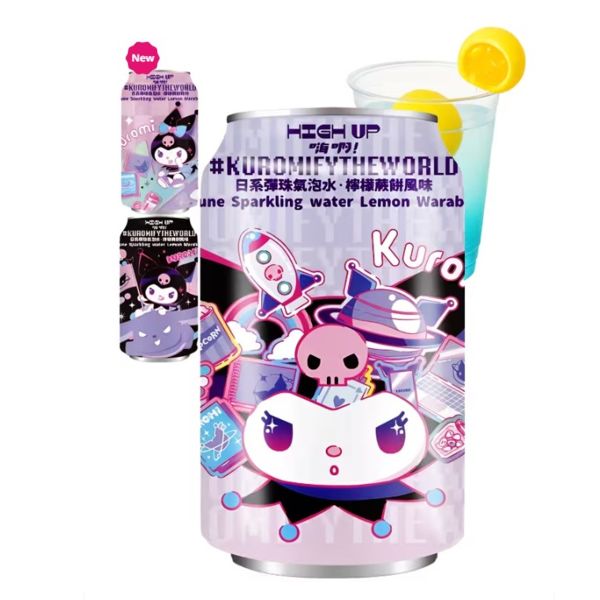 Refresco Ramune Sabor Mochi Limón Kuromi Sanrio HIGH UP Edición Especial 330 ml