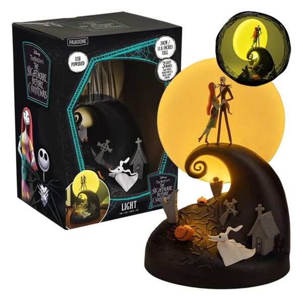 Lámpara Diorama Jack Skellington y Sally Pesadilla antes de Navidad Disney Tim Burton