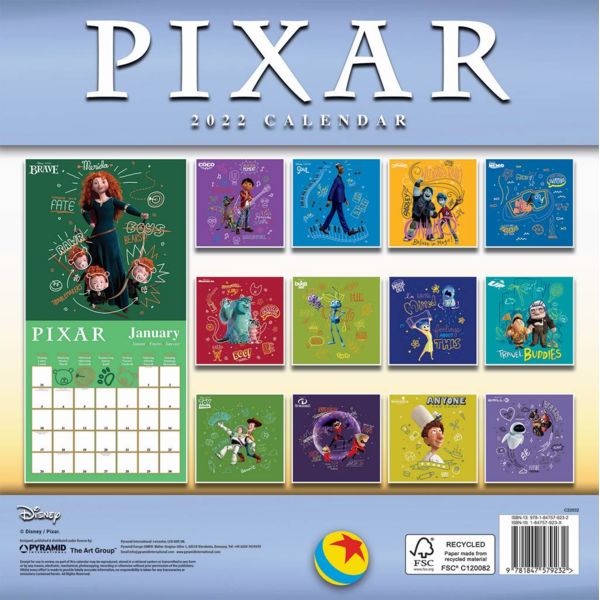 Calendario 2022 Los Mejores Pixar Disney 