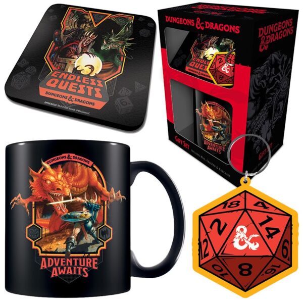 Caja Regalo Set Taza, Posavasos y Llavero Dungeons & Dragons