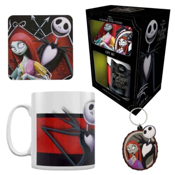 Caja Regalo Set Taza, Posavasos y Llavero Pesadilla antes de Navidad Disney