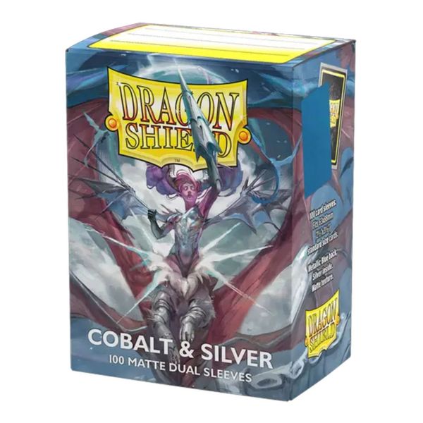 Fundas Estándar Cobalt & Silver Matte Dual Dragon Shield (Pack 100)