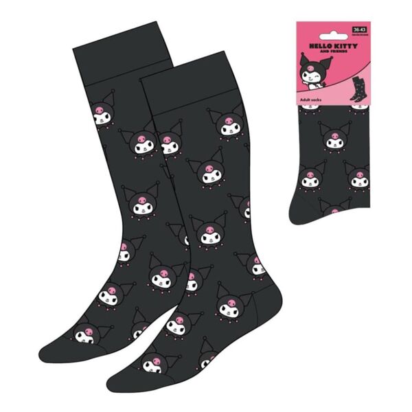 Calcetines Negros Cara Kuromi Sanrio Talla 36-43