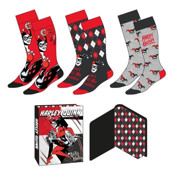 Pack 3 Calcetines Harley Quinn DC Cómics Talla 36-43
