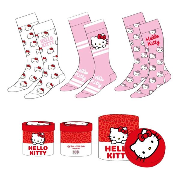 Hello Kitty Sanrio Pack 3 Socks Size 36-43