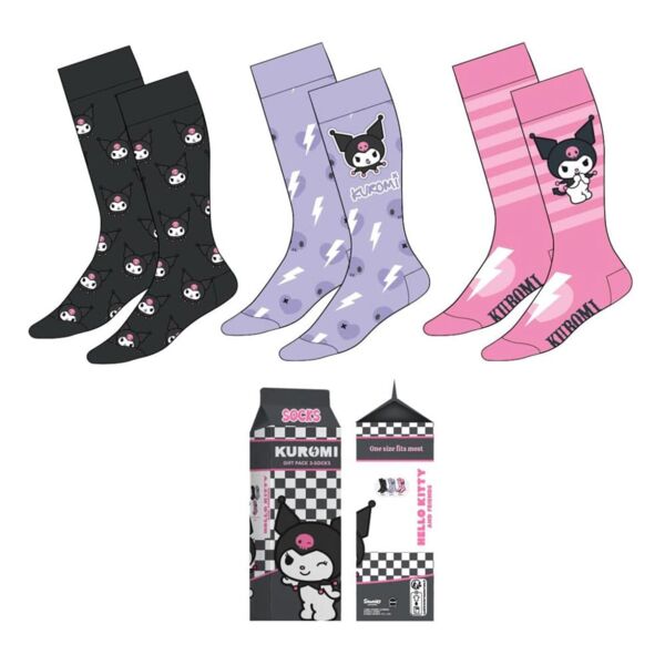 Kuromi Sanrio Pack 3 Socks Size 36-43