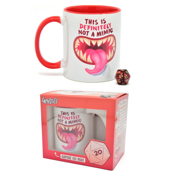 Set Pack Regalo Dado D20 y Taza Not a Mimic Dungeons & Dragons 330 ml