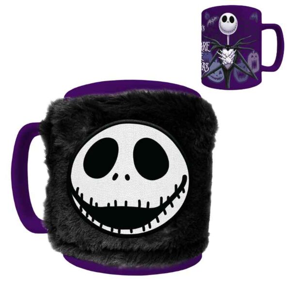 Taza Peluda Jack Skellington Pesadilla Antes de Navidad 400 ml  