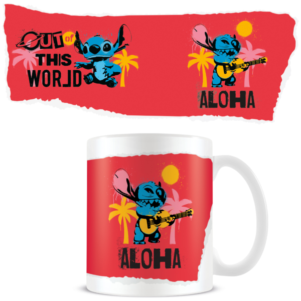 Taza Roja Aloha Lilo y Stitch Disney 315 ml