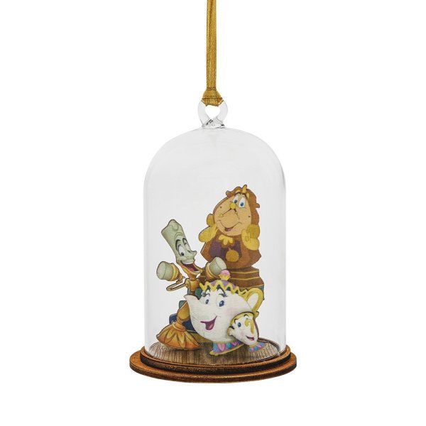 Mrs Pots Chip Din Don and Lumiere Dome Christmas Tree Ornament Beauty and The Beast Disney Enchanting