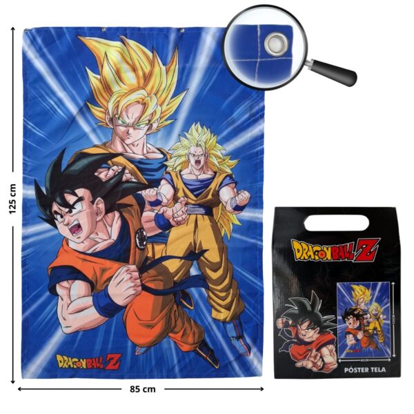 Poster de Tela Son Goku Transformaciones Dragon Ball Z 125 x 85 cm