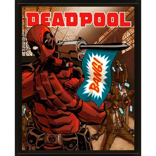 Póster Enmarcado 3D Bang Deadpool Marvel Cómics 23 x 28 cm