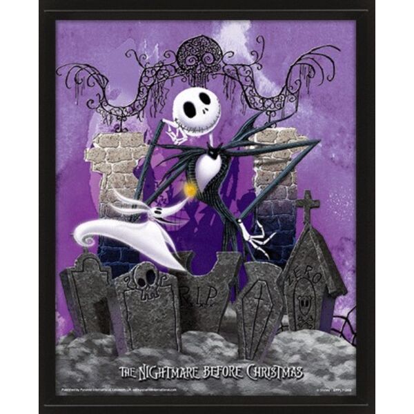 Jack Skellington & Zero Framed 3D Poster Nightmare Before Disney 23 x 28 cm