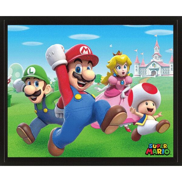 Póster Enmarcado 3D Personajes Super Mario Nintendo 23 x 28 cm