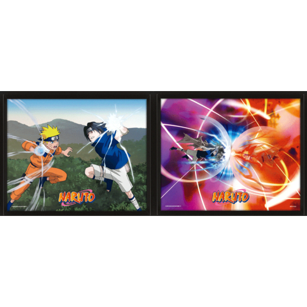 Póster Enmarcado 3D Uchiha Sasuke vs Uzumaki Naruto 23 x 28 cm