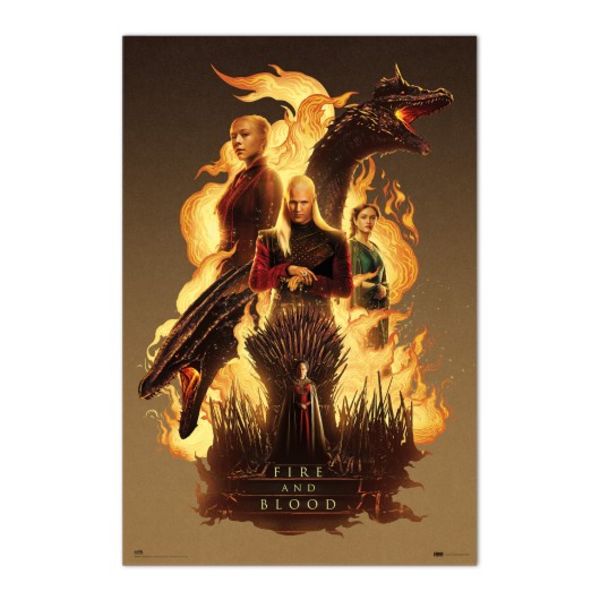 Poster Fire And Blood La Casa del Dragón Juego de Tronos 91,5 x 61 cms