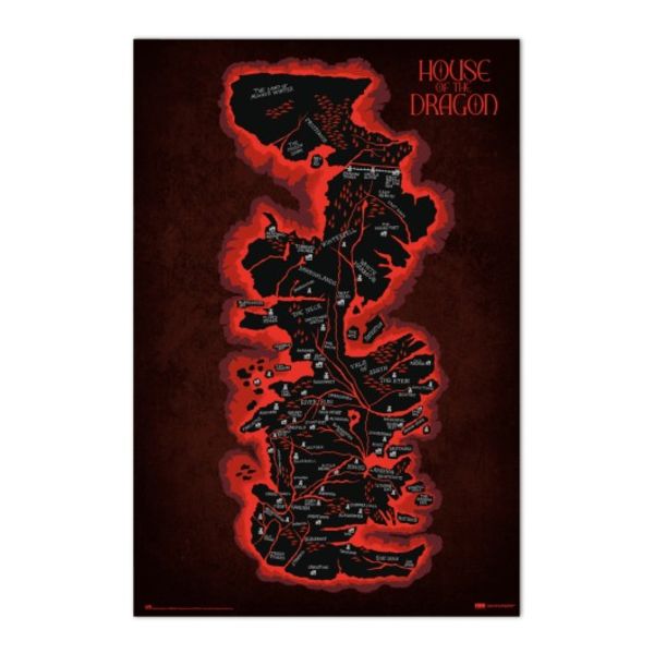 Poster Mapa Poniente La Casa del Dragón Juego de Tronos 91,5 x 61 cms