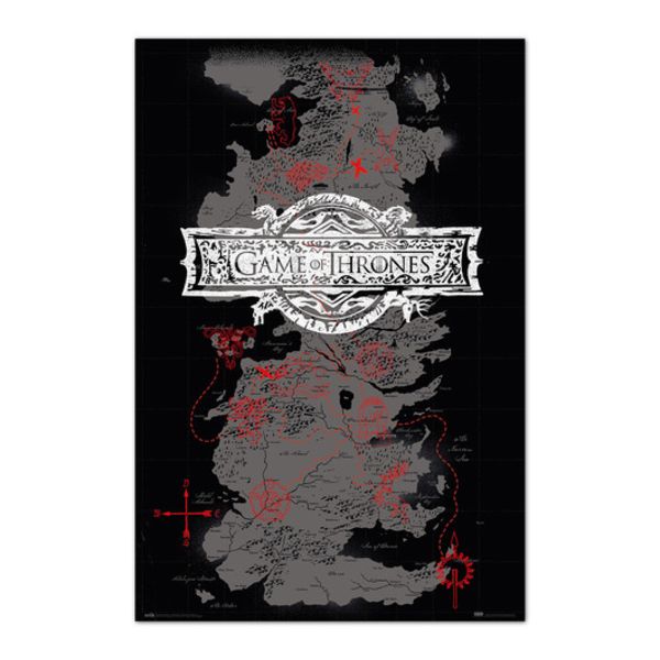 Game Of Thrones Map Poster  91,5 x 61 cms