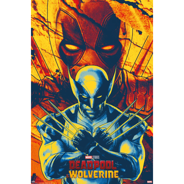 Poster Retro Deadpool & Wolverine Marvel Cómics 91,5 x 61 cms