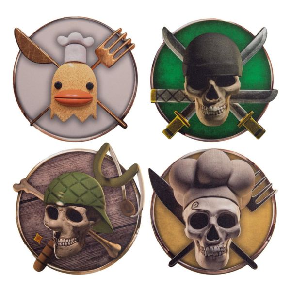 Zoro Roronoa Sanji Vinsmoke Usopp & Baratie Jolly Roger Coasters 4 Set One Piece Live Action