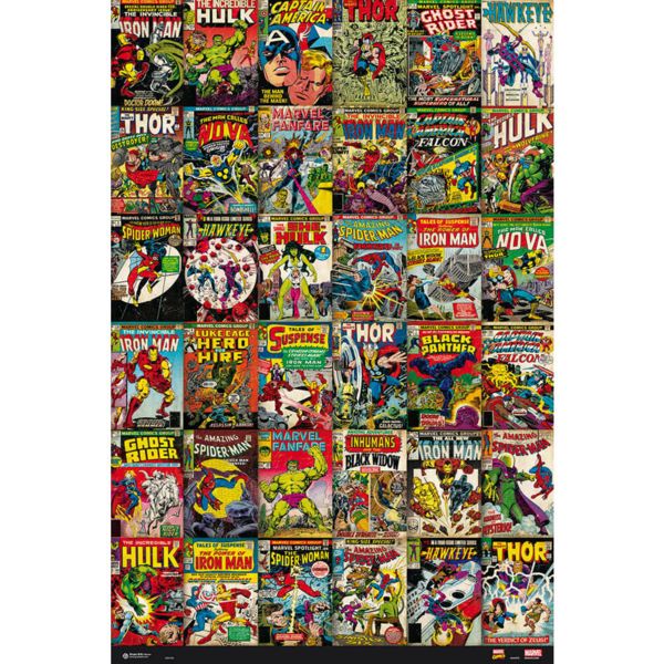 Poster Marvel Classic Comic Covers 91.5 x 61 cms