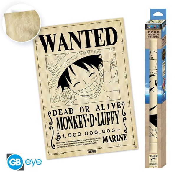 Monkey D. Luffy Wanted Parchment Poster One Piece 66 x 46 cms