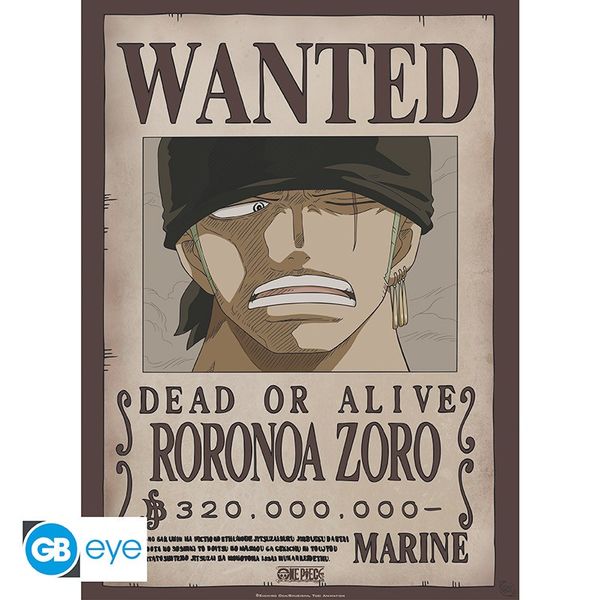 Roronoa Zoro Wanted Poster One Piece 52 x 38 cms GB Eye