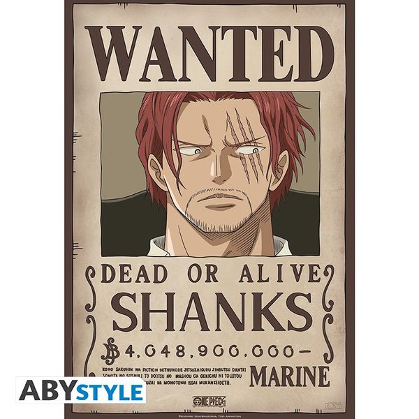 Poster Shanks Wanted v2 One Piece 52 x 35 cms