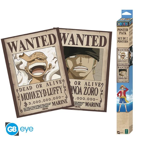 Set 2 Pósteres Monkey D. Luffy y Roronoa Zoro One Piece 52 x 38 cms