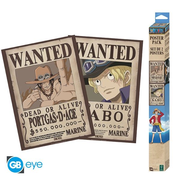 Set 2 Pósteres Portgas D. Ace y Sabo One Piece 52 x 38 cms