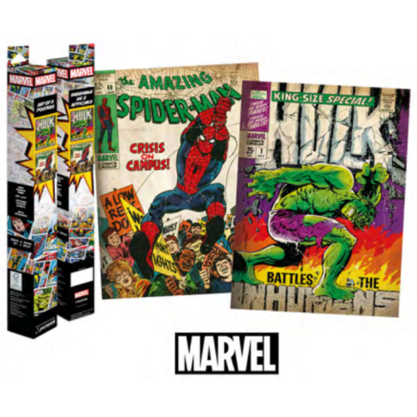 Set 2 Pósteres Spiderman y Hulk Marvel Cómics 52 x 38 cms