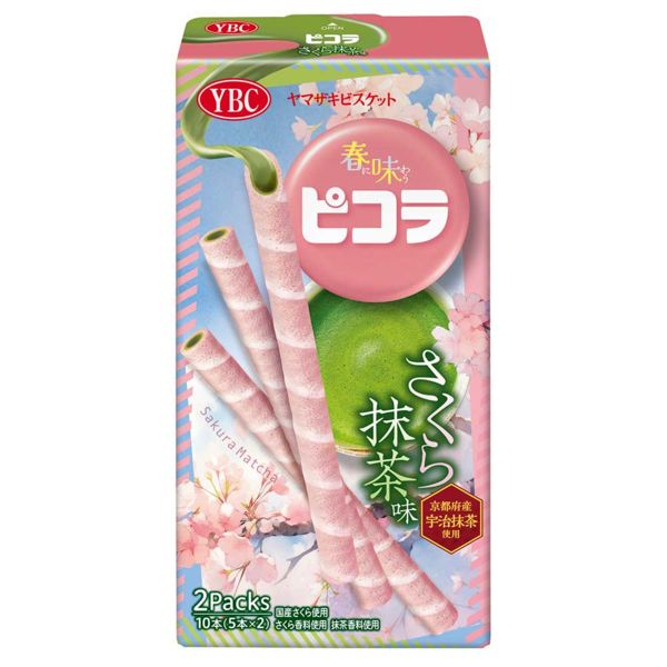 Matcha and sakura flavor cookie wafers YBC 49g