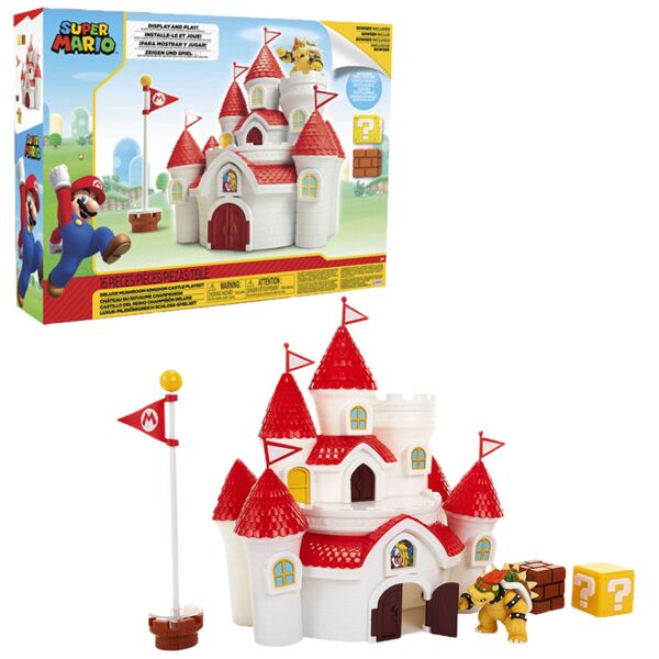 Mushroom Castle and Bowser Articulated Figure Playset Super Mario Nintendo