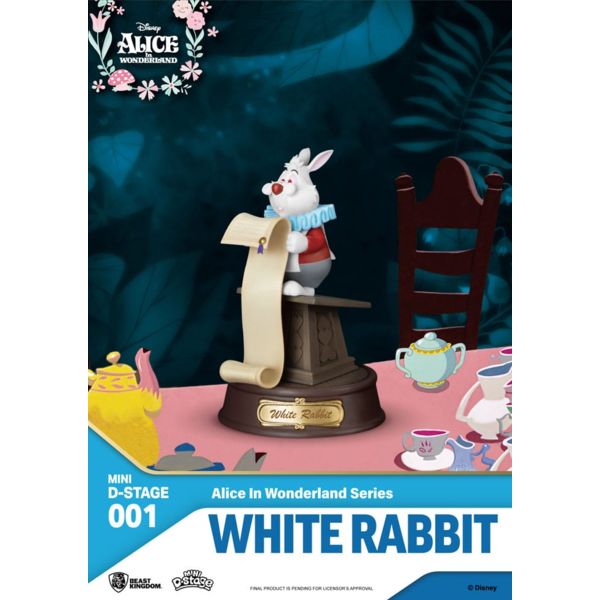 Alice in Wonderland Mini Diorama Stage PVC Statue Glasses White Rabbit 10 cm