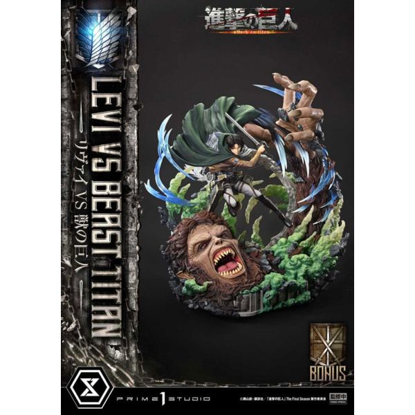 Attack on Titan Ultimate Premium Masterline Series Statue 1/4 Levi Versus Beast Titan Bonus Version 73 cm