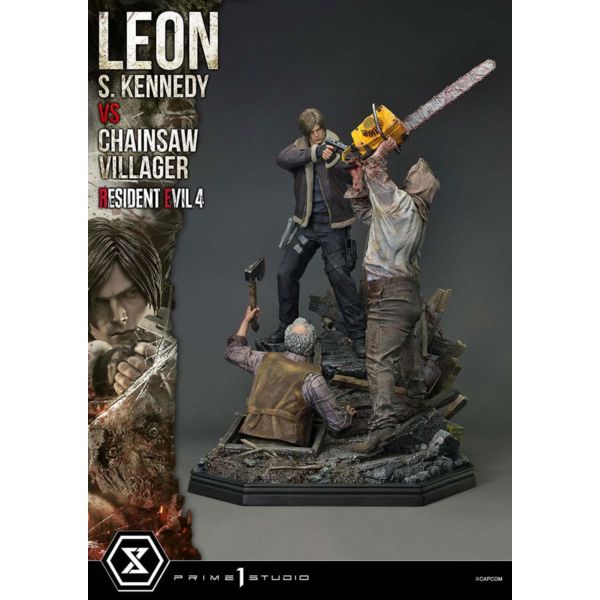 Resident Evil 4 Ultimate Premium Masterline Series Statue 1/4 Leon S. Kennedy vs. Chainsaw Villager 76 cm               