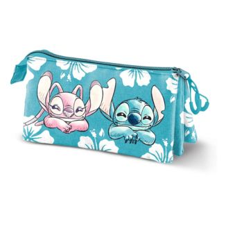 Blue Triple Pencil Case Stitch & Angel Lilo & Stitch Disney