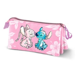 Pink Triple Pencil Case Stitch & Angel Lilo & Stitch Disney