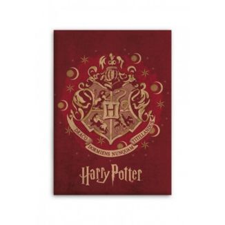 Hogwarts Shield Fleece Red Background Blanket Harry Potter 70 x 140 cms
