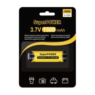 SuperPOWER 18500 lithium-ion re-chargable battery 1500 mAh -3,7 V (protected)